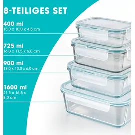 GOURMETmaxx Klick-it Frischhaltedose grün 1,05 l 4-teiliges Set