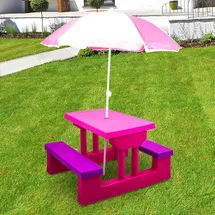 BITUXX Kindersitzgruppe Kindermöbel Für Innen Und Außen Mit Sonnenschirm Pink