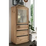 Highboard Schrank Massivholz 65x148cm Wildeiche Eiche geölt / schwarz NEU OVP!!