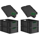 Proregal Eurobox NextGen Color 22 x 40 x 60 cm 4-tlg. schwarz mit grünen Griffen