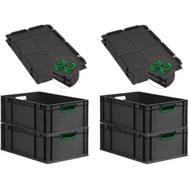 Proregal Eurobox NextGen Color 22 x 40 x 60 cm 4-tlg. schwarz mit grünen Griffen