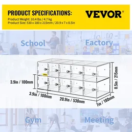 Vevor Handy-Aufbewahrungsspind 10 Fächer 0 x 0 x 0 cm Transparent