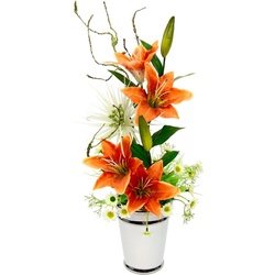 Kunstpflanze Arrangement Lilien in Topf Lilien, I.GE.A., Höhe 53 cm orange 25 cm x 53 cm x 17 cm
