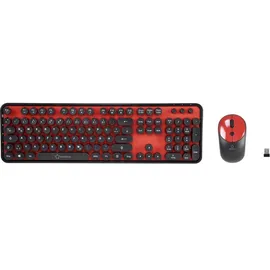 Renkforce RF-DS-Retro Funk-Tastatur-Maus-Set schwarz/rot, USB, DE (RF-4749660)