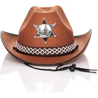 Cowboy Hut Kinder Sheriff Stern braun Zubehör Kostüm Fasching Karneval Western