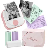 Itari Q02 Mini Drucker- Facelifting T02 Thermodrucker zum Lernen, Etikettendrucker für Notizen, Tagebuch, Memo, Foto, Journal, Bluetooth Fotodrucker für Smartphone, mit 3 Rollen Papier
