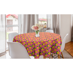 Abakuhaus Tischdecke Kreis Tischdecke Abdeckung für Esszimmer Küche Dekoration, Zitrone Zitronen mit Blättern Tupfen bunt