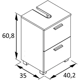 Schildmeyer Waschbeckenunterschrank Katta 40,2 x 60,8 x 35 cm Weiß Matt