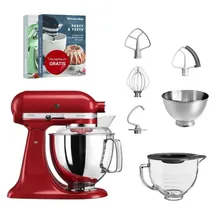 KitchenAid Artisan 5KSM175 Empire Rot Glasset mit Glasschüssel