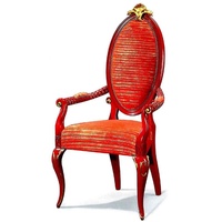 Casa Padrino Luxus Barock Esszimmerstuhl mit Armlehnen Rot / Gold - Prunkvoller Massivholz Stuhl im Barockstil - Barock Esszimmer Möbel - Barock Schloß Möbel - Luxus Qualität - Made in Italy