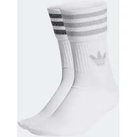 adidas Mid-Cut Glitter Crew Socken, 2 Paar White / Grey Two / Black 43-45