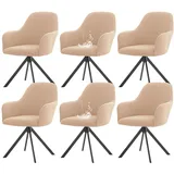 ZRCYXDW Wasserdichter Stuhlbezug Mit Armlehne, Elastisch Stuhlhussen Mit Armlehne Weicher Rutschfester Abnehmbarer Büro Hochlehner Stuhlbezug Waschbarer-Beige-6 Stück