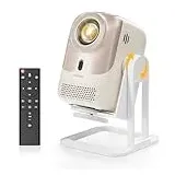 Mini Beamer 4K 1080p Full HD, Android OS, 360°Rotatable Smart Mini Projektor, 450 ANSI, WiFi6/BT5.2, Electric Focus & Auto Keystone, Tragbarer Filmprojektor für Heimkino/Outdoor