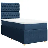 vidaXL Boxspringbett mit Matratze Blau 100x200 cm Stoff