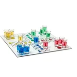 Out of the Blue 79/3943 - Glas Trinkspiel Ludo, mit 16 Gläsern und 2 Würfeln, Spielfläche ca. 31 x 31 cm,