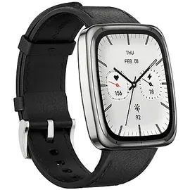Amazfit Active 2 Square BT 43,32 mm Kunststoffgehäuse weiß Lederarmband schwarz One Size