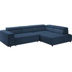 Ecksofa EXXPO - SOFA FASHION "VITTORIO", blau, B:308cm H:73cm T:203cm, Sofas, inkl. Kopfteil- und Sitztiefenverstellung, wahlweise mit Bettfunktion