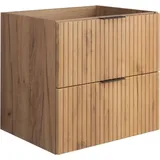 Rodan | Waschbeckunterschrank 60cm | Braun matt - Eiche | B/H/T 60/57/46cm | 2 Softclose-Schubladen | Badezimmerschränke, Badmöbel, Unterschränke - Braun