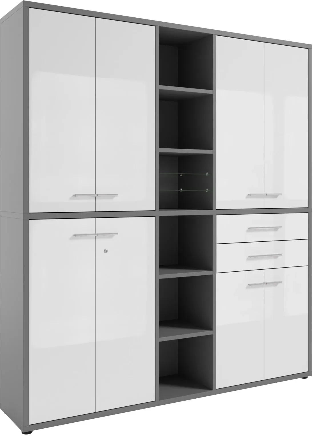 Manjana Home Office Kombination -Glas- TEXAS - B/H/T ca. 191,10x215,40x40,00