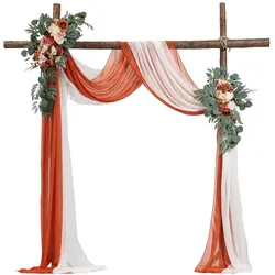 VEVOR Hochzeit Bogen Blumen Set Traubogen Deko mit 2x Blumen 2x Vorhänge Orange