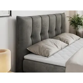 MKS Meble Boxspringbett 7-Zonen Taschenfederkernmatratze und Topper - PREMIUM-10-KING - 160x200cm - Dunkelgrau - H4 - Dunkelgrau