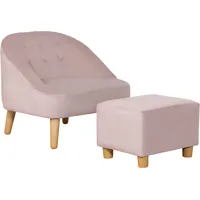 HOMCOM Kindersessel mit Fußhocker, gemütliches Sofa für Kinder ab 3 Jahren, Samtoptik, Eukalyptusholz, rosa, 51x51x50cm   Aosom.de