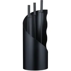 Relaxdays Kaminbesteck, modern, 4-teilige Kamingarnitur mit Schürhaken, Ascheschaufel, Kaminbesen & Ständer, schwarz