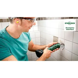 Bosch UniversalMulti 18V-32 ohne Akku + 1x Schleifplatte + 6x Schleifblätter + 1x Tauchsägeblatt + 1x Segmentsägeblatt + 1x Tiefenanschlag