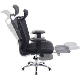 MCW Bürostuhl MCW-J86, Schreibtischstuhl, ergonomisch, verstellbare Lordosenstütze 150kg belastbar mit Fußstütze, schwarz
