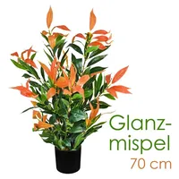 Decovego Kunstblume Künstliche Glanzmispel Photinia Kunstpflanze Künstliche Pflanze 70