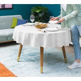 Simurq Tischdecke Wasserabweisend, Leinenoptik Tischdecke Abwaschbar - Lotuseffekt (Pflegeleicht & fleckenabweisend Tischdecken, Tischdecke Rund - Tischtuch Table Cloth) weiß Rund | 160 cm x 160 cm