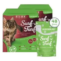Lyra Pet 48 x 85 g Lecker.Pet® Surf'n'Turf Pouches Katzenfutter in feiner Jelly Nassfutter 4er Mix Multipack