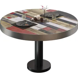 GGM Möbel Bistro Loungetisch Ø 80 x 41 cm Vintage Bunt/Schwarz