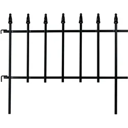 Relaxdays Beetzaun Metall, HxB: 45,5 x 226 cm, Garten Beeteinfassung zum Stecken, 4 Zaunelemente, Gotik Design, schwarz