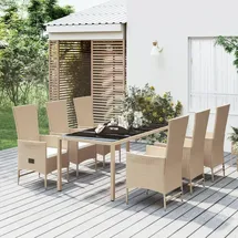 vidaXL Garten-Essgruppe 7-tlg. Beige