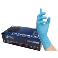 NITRAS SUPREME NITRILE Nitril Einmalhandschuhe, blau 8300-L , 1 Karton = 10 Packungen à 100 Stück, Größe L