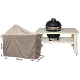 Raffles Covers Schutzhülle für Big Green Egg / Kamado mit Tisch - Taupe - 140 x 80xH140cm