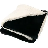 Sunlusso Sherpa Decke mit Coralfleece, 200 GSM - Schwarz, 130 x 150 cm - leichte Kuscheldecke für Paare, doppellagig - Tagesdecke Felloptik - Couchdecke, Pelzimitatdecke, Felldecke, Fleecedecke