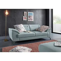 2,5-Sitzer SIT & MORE "Percy", blau (aqua), B:207cm T:112cm, Sofas, 15 cm Fußhöhe, Sitztiefenverstellung, wahlweise Kopfteilverstellung