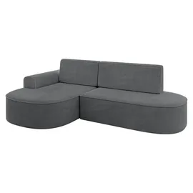 altdecor Eckcouch Cord mit Schlaffunktion 2-Sitzer Dunkelgrau