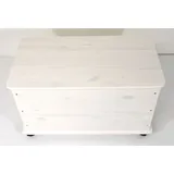 Truhenbank Kiefer massiv Maserung weiß lackiert  großes Staufach, stabil