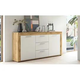 VCM Sideboard Jam 125 x 80 x 35 cm Eiche Wotan / Weiß