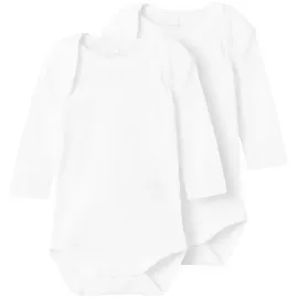 NAME IT Nbnbody 2p Ls Solid White Noos, Bright White, 80