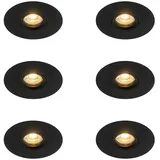QAZQA Set mit 6 Moderner Einbaustrahler schwarz 12 cm - Buco