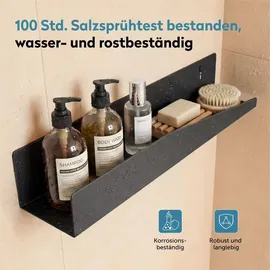 doporro Duschablage ohne Bohren 50 cm, Duschregal Schwarz zum Kleben oder Bohren, rostfreier Badezimmer Organizer , Küche, Reglo-15