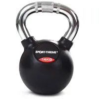 Sport-Thieme Kettlebell Gummiert mit gerändeltem Chrom-Griff Gewichtheben Unisex Schwarz