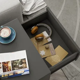 CASARIA Nachttisch Eloise 54x39x28cm Anthrazit LED 3 Schubladen Kabelführung Wandbefestigung Boxspringbett Schlafzimmer Nachtschrank Nachtkonsole Nachtkommode Holz