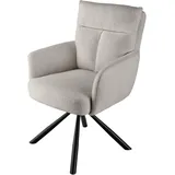 Riess Ambiente Drehbarer Retro Stuhl Big George Greige Bouclé Armlehnen Bonellfederkern 360°