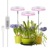 Pflanzenlampe, LED Vollspektrum Pflanzenlicht für Zimmerpflanzen, Pflanzenleuchte mit Zeitschaltuhr 2/4/8 Std, USB Adapter und 4 Helligkeit, Grow Light für Indoor Pflanzen, Topfblumen (3 Stk)