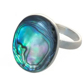 Silberring Ring mit Abalone Muschel oval, mit Abalone Muschel grün Länge des Steines 2,3 cm